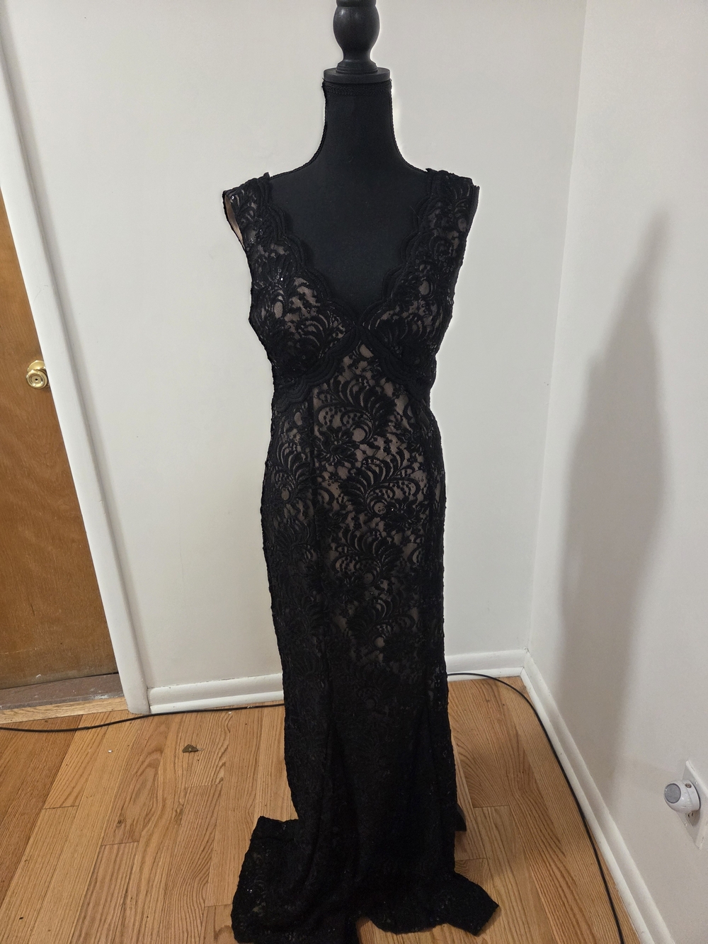 Night Way Collections Black Lace Maxi Gown